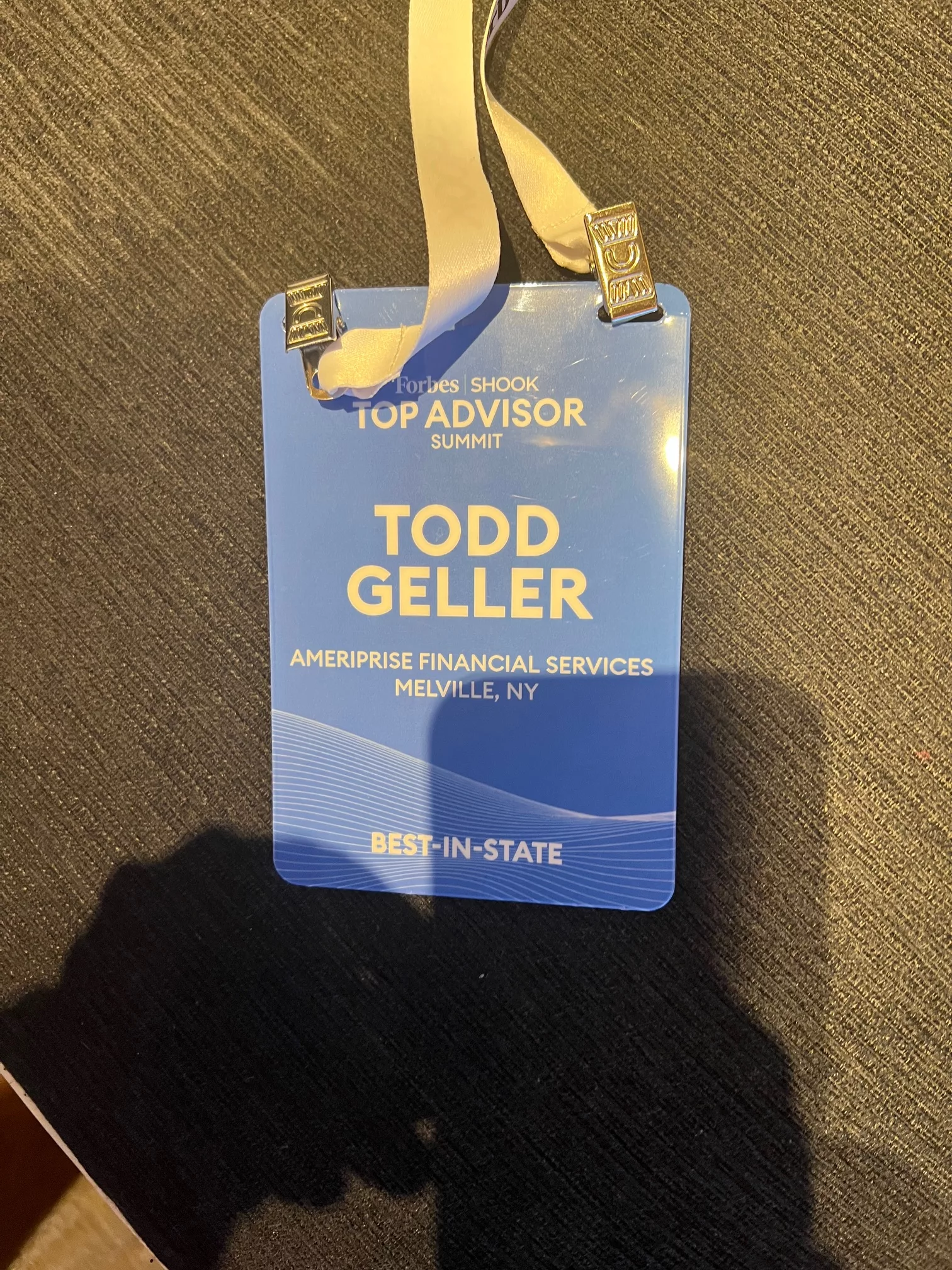 Forbes SHOOK Top Advisor Summit badge reading Todd Geller, Ameriprise Financial Services, Melville, NY