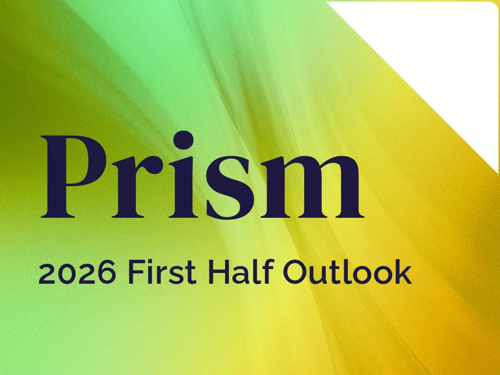 Prism 2026 First Half Outlook title on a green and yellow gradient